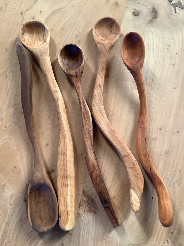 Large Fruitwood Wooden Serving Spoon