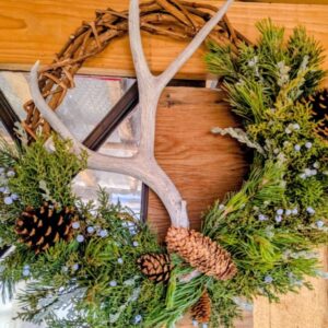 Pine and Juniper Berry Antler Wreath