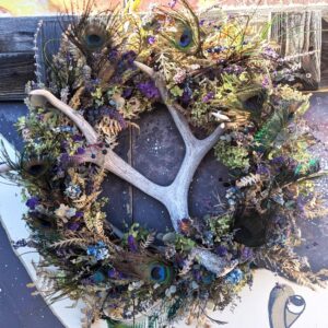 Antler and Peacock Winter Wreath