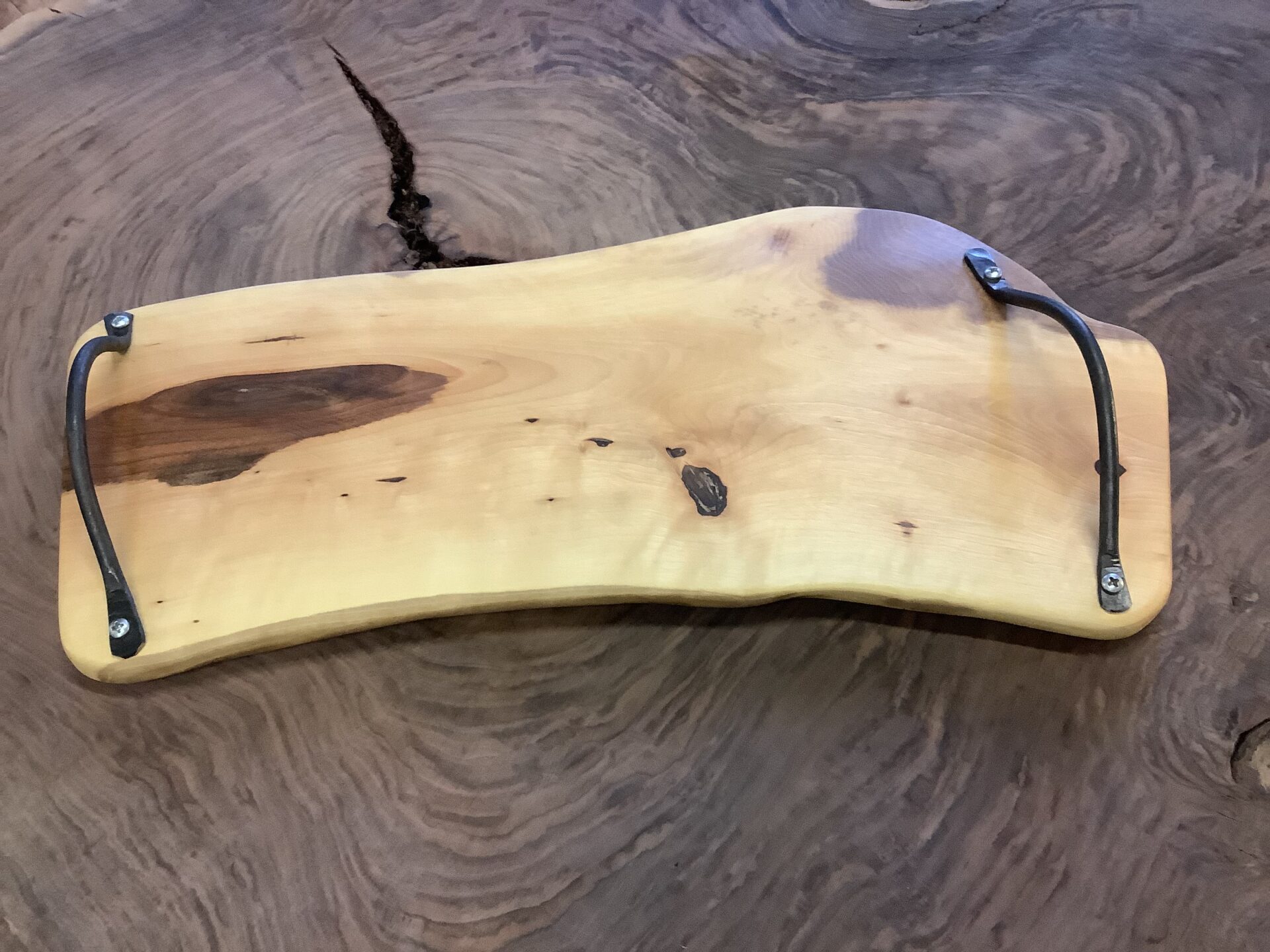 Charcuterie Board with Handmade Metal Handles