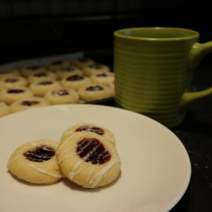 Plum Almond Thumbprint Cookies